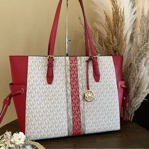 michael kors Gilly Large Color-Block Logo and Leather Tote Bag